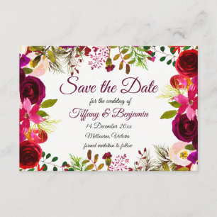 Burgundy Boho Garden Wedding Spara datumet Inbjuda