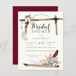 Burgundy Boho Möhippa Inbjudningar