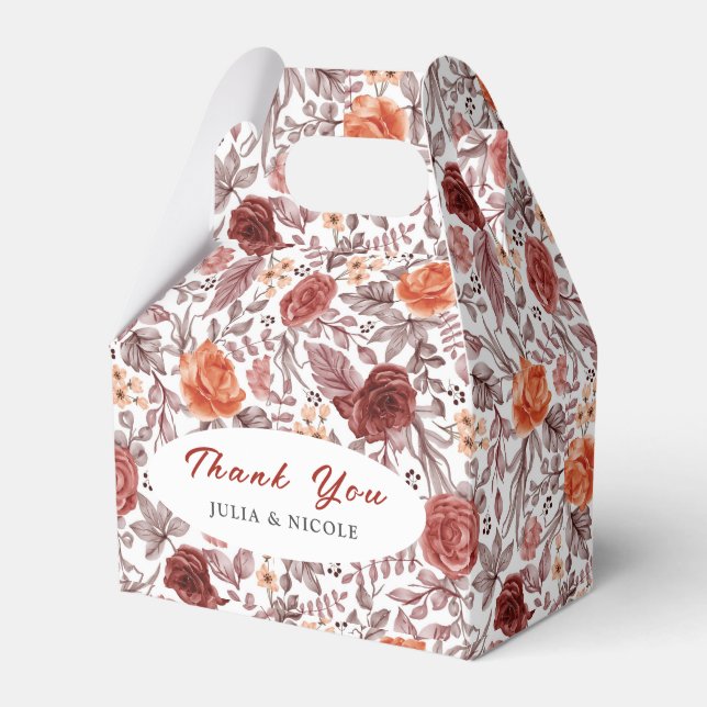 Burgundy Boho Ro Blommigt Pampas Grass Bröllop Presentaskar (Framsidan Sidan)