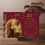 Burgundy Boho Wildflowers Photo & Calendar Wedding Spara Datumet<br><div class="desc">This rustic boho chic wedding Save the Date card features an autumn theme with fancy script lettering and wildflowers in rich shades of burgundy, sienna, and gold. There is space for your photo in an arch shaped frame, the couple's name & wedding location, and a custom calendar where you can...</div>