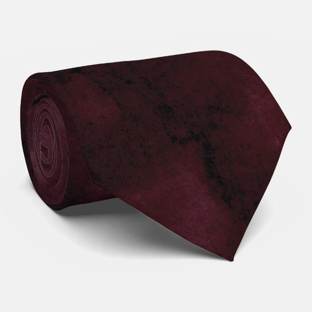 Burgundy Bordeaux Akvarell Canvas Bröllop Slips (Rullad)