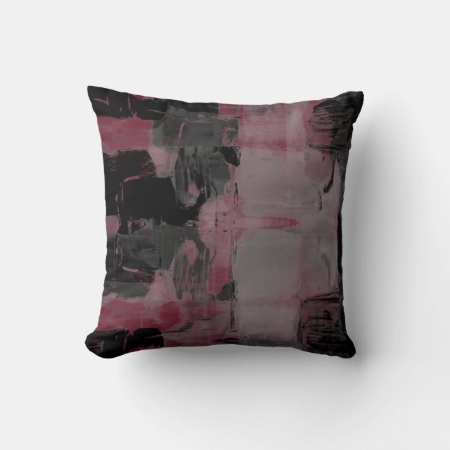 Burgundy Bordeaux Grått & Black Artistic Abstrakt  Kudde (Framsida)
