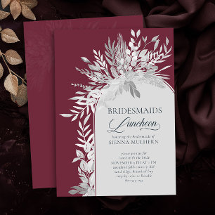 Burgundy Botanical Arch Bridesmaids Luncheon Inbjudningar