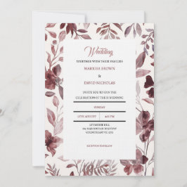 Burgundy Botanical Elegance Wedding Invitation Inbjudningar