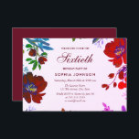Burgundy Botanical Tropical 60 Birthday Inbjudan<br><div class="desc">Burgundy Botanical Tropical 60:e födelsedagen Inbjudan Benice Rosa Flowers Matching Collection in Niche and Nest store Design Courtesy of www.createthecut.com</div>