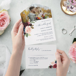 Burgundy Botaniska Blommigten Bröllop Foto