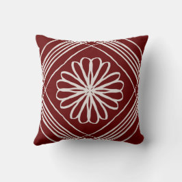 Burgundy botaniskt Abstrakt Flower Kudde