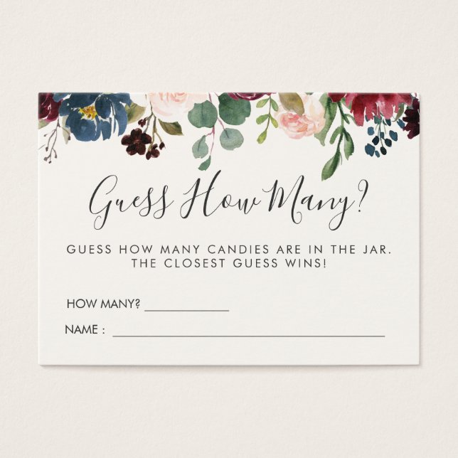 Burgundy Bouquet Baby Shower | Gammspel Visitkort (Framsidan)