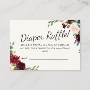 Burgundy Bouquet Baby Shower Raffle-spel Tilläggskort
