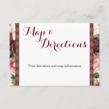 Burgundy Bouquet Bröllop informationskort
