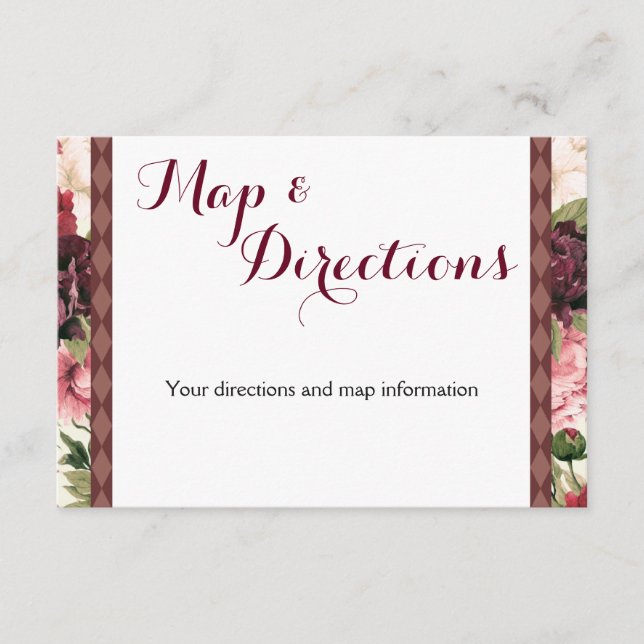 Burgundy Bouquet Bröllop informationskort Tilläggskort (Framsida)