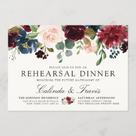 Burgundy Bouquet | Bröllop Rehearsal Middag Inbjudningar