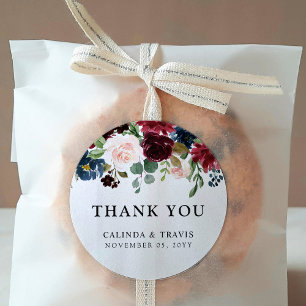 Burgundy Bouquet BRÖLLOP TACK Runt Klistermärke