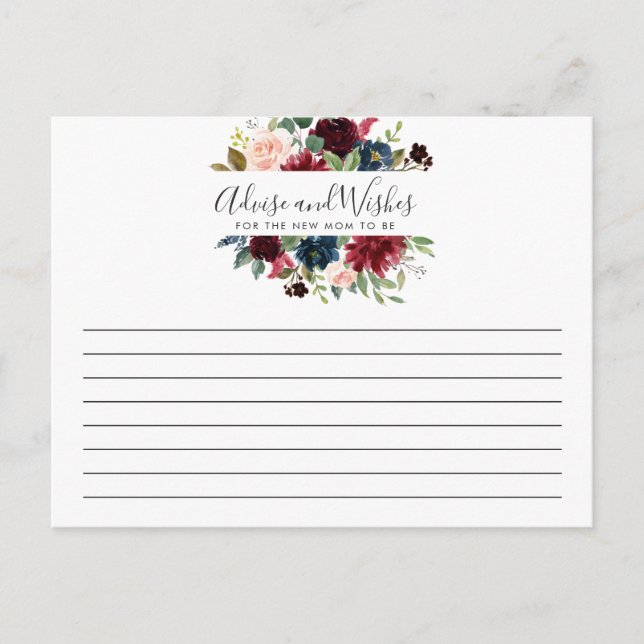 Burgundy Bouquet | Bröllopsfest | Råd/Önskningar Vykort (Framsida)