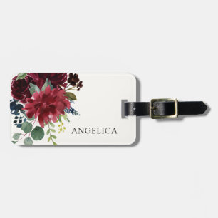 Burgundy Bouquet   Personlig Namn Bagagebricka