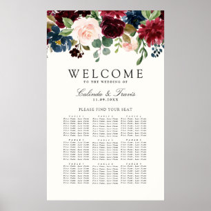 Burgundy Bouquet Sätesdiagram för Blommigt 9 Bor Poster