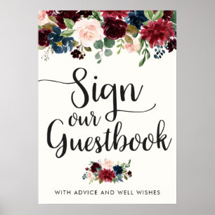 Burgundy Bouquet Underteckna vår gästbok Poster