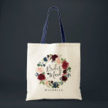 Burgundy Bouquet Wandan | Bridesmaid Tygkasse<br><div class="desc">Burgundy Bouquet Wandedräkt tote bags för de speciella kvinnorna vid er sida på er speciella dag.</div>