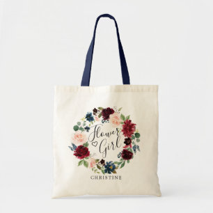 Burgundy Bouquet Wandan Flower Girl Tygkasse