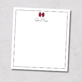 Burgundy Bow Border Script Anpassad Namn Skrift Anteckningsblock