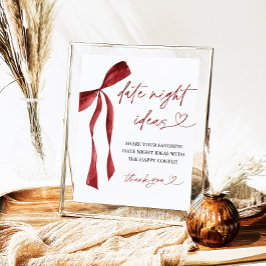 Burgundy Bow-Möhippa Datum Natttecken Poster