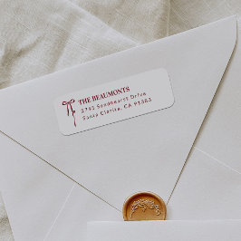 Burgundy Bow Return Address Label Returadress Etikett