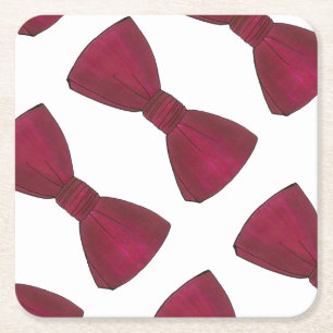 Burgundy Bow Tie Bowtie Groom Prom Bröllop Mode Underlägg Papper Kvadrat