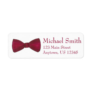 Burgundy Bow Tie Bröllop Prom Formalwear Label Returadress Etikett