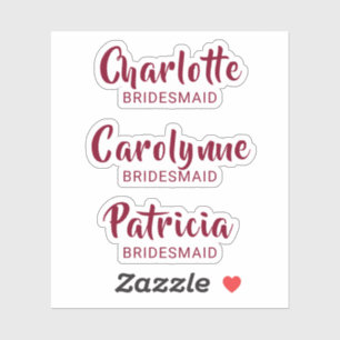 Burgundy Bridesmaid Namn Anpassningsbar-cut Vinyl  Klistermärken