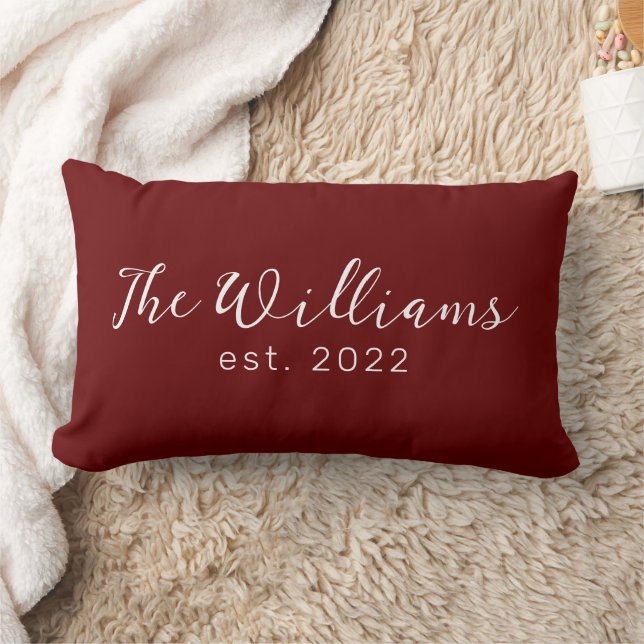 Burgundy Bröllop, Möhippa, Förlovning Gift Pillow Lumbarkudde (Filt)
