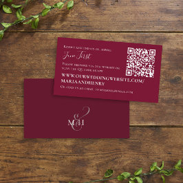 Burgundy Bröllop QR Code Budget OSA Response Tilläggskort