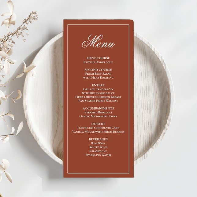 Burgundy Bröllop-skript, innermeny Meny (Elegant burgundy wedding dinner menu. )