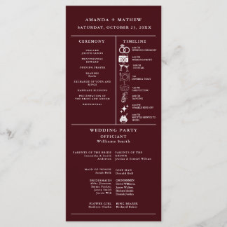Burgundy Bröllopsinfografiskt Program