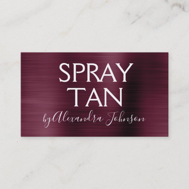 Burgundy Brushed Metall Spray Tan Visitkort (Framsida)
