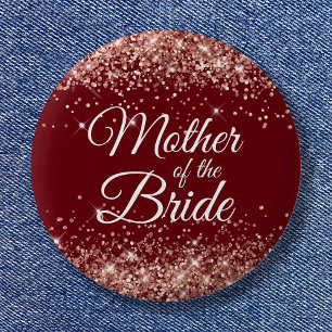 Burgundy budens mamma Ro Guld Glitter Knapp