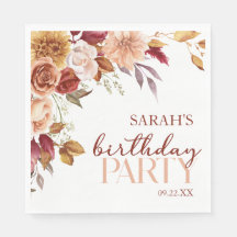 Burgundy Burg Orange Blommigt Födelsedagsfest