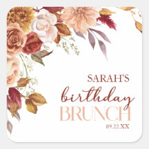 Burgundy Burnt Orange Blommigt Birthday Brunch