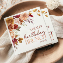 Burgundy Burnt Orange Floral Birthday Party Brunch