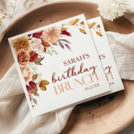 Burgundy Burnt Orange Floral Birthday Party Brunch Pappersservett