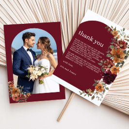 Burgundy Burnt Orange Rust Floral Wedding Photo Tack Kort