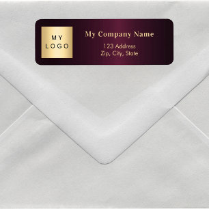 Burgundy business logo return address returadress etikett