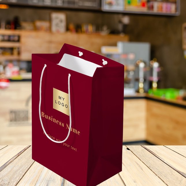Burgundy business logotyp papprare shopping bag (Skapare uppladdad)