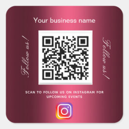 Burgundy business namn qr-kodinstagram fyrkantigt klistermärke