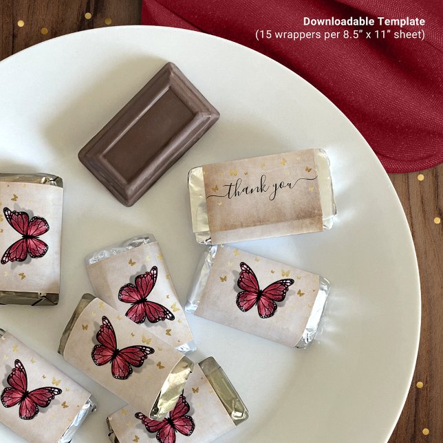 Burgundy Butterfly Mini Candy Pub Wrapper Template Poster (Skapare uppladdad)