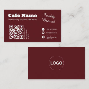 Burgundy Café Businesskort QR-kod Design Visitkort