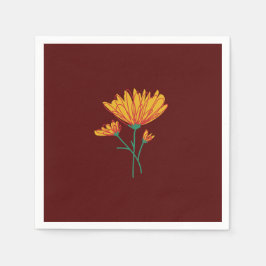 Burgundy Calendula Napkins Pappersservett