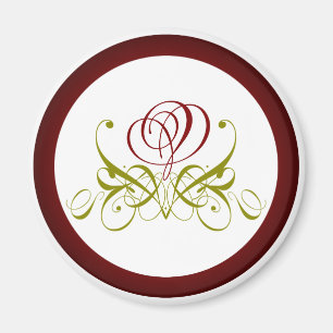 Burgundy Calligraphy Ro Magnet