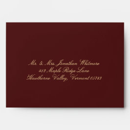 Burgundy Calligraphy Wedding Address Envelope