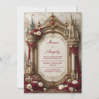Burgundy Castle Fairytale Wedding Inbjudningar