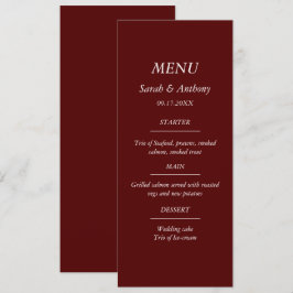 Burgundy Casual Minimalist Elegant Wedding Food  Meny